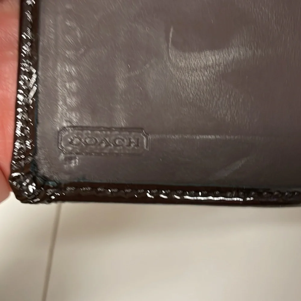 Coach Brown Signature Canvas and Leather Buckle Flap Compact Wallet